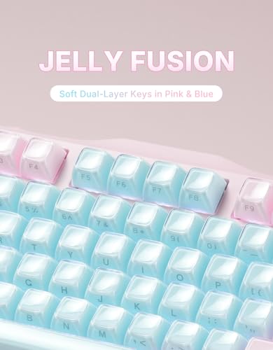 Image of GravaStar Mercury K1 Lite 75% Gaming Keyboard, 2.4GHz /BT /Wired Tri-Mode Wireless Keyboard, Gasket Hot Swappable Mechanical Keyboard, Pre-lubed Linear Switches, Jelly Keycaps, RGB Backlit【Aurora Mist】