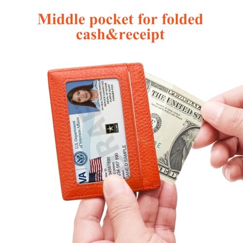 Slim MINI Credit Card Holder Card Cases RFID Blocking Minimalist Mini Wallet with ID Window for Men Women Orange2
