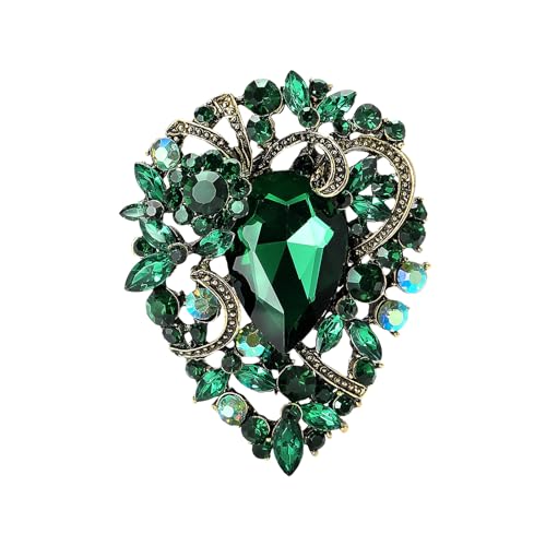 Image of Premium Rhinestone Brooch Pin for Women Big Large Crystal Oval Brooch Lapel Pin Sparkling Red /Purple /Green /Gold /Silver /Black /Blue Crystal Brooch Wedding Bride Bridesmaid Dress Jewelry for Her