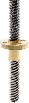3D Printer T8 Lead Screw, 250mm Pitch 1mm 2mm Lead 1mm 2 4 8 10 12mm Trapezoidal Screw Rod And Copper Nut, 1pcs(2mm)