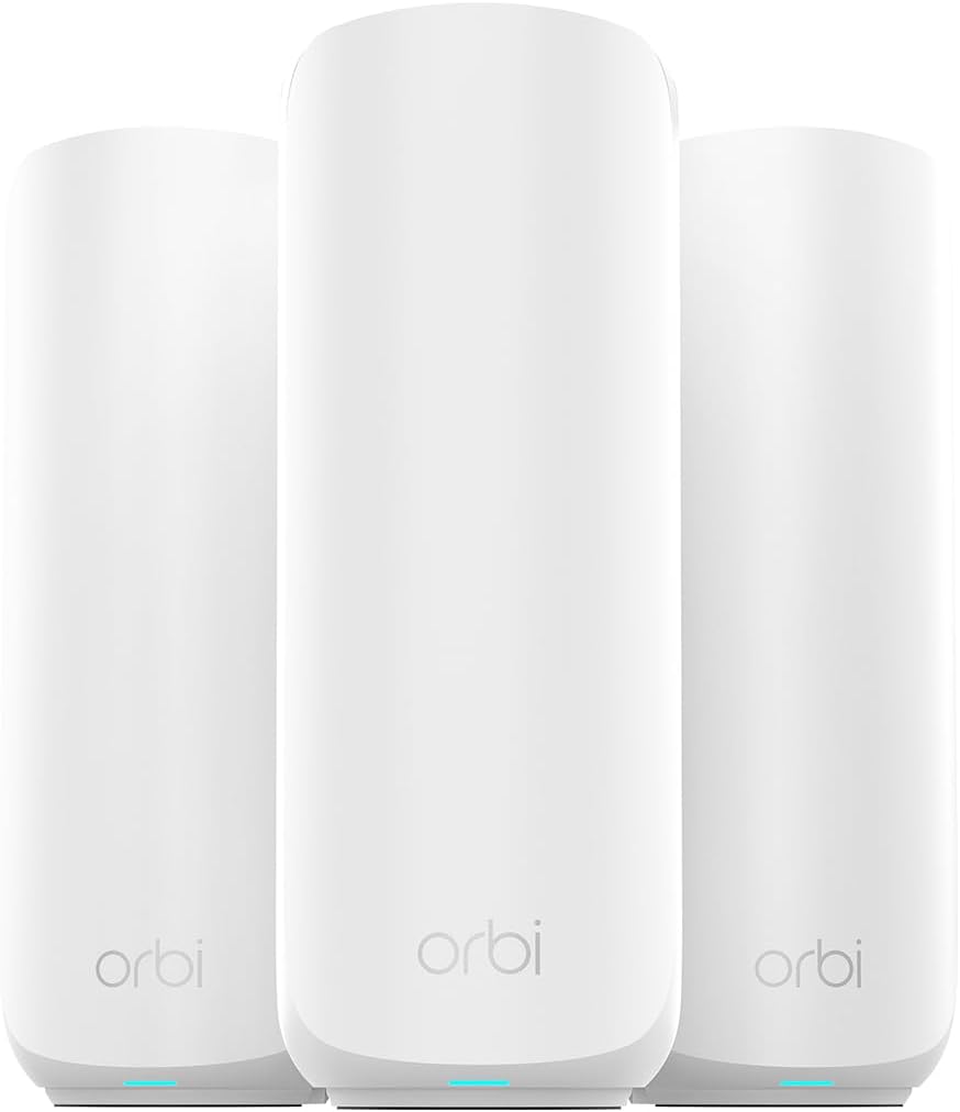 NETGEAR Orbi 370 Series WiFi 7 Mesh System, Up to 6,000 sq ft., 3 Pack | Up to 5 Gbps, 70 Devices, Easy Set Up, Dual-Band, Security Features, 2.5 Gig Port, Router + 2 Satellite Extenders, RBE373