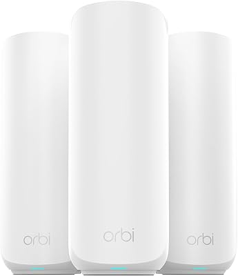 NETGEAR Orbi 370 Series Dual-Band WiFi 7 Mesh Network System for Home (RBE373) &ndash; Wireless Router + 2 Extenders, Security Features, 5 Gbps, Covers 6,000 sq.ft., 70 Devices, 2.5GB Internet Port, BE5000