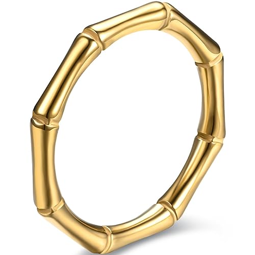 Jude Jewelers 3mm Stainless Steel Classic Plain Bamboo Style Stackable Wedding Band Ring