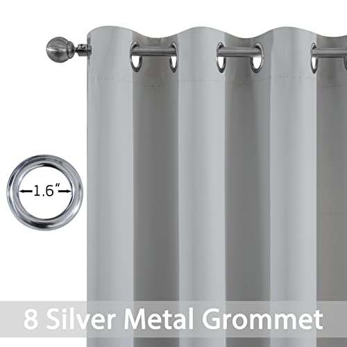 Yakamok 36 Inch Blackout Curtains Panels with Grommets - Room Darkening Thermal Insulated Window Drapes for Living Room/Bedroom,Light Grey, 52W x 36L, 2 Panels