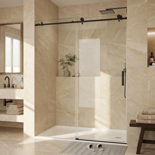 PeacefulHues Frameless Single Sliding Shower Door