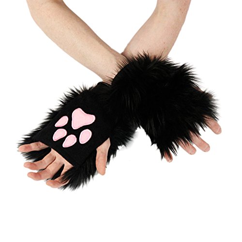 Pawstar Classic Pawlets Fingerless Glove Paws Furry Cat Fox Cosplay - Black