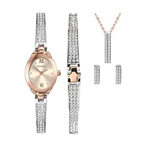 Sekonda Crystal Rose Christmas Set Ladies Watch Bracelet Necklace and Earrings 2924G