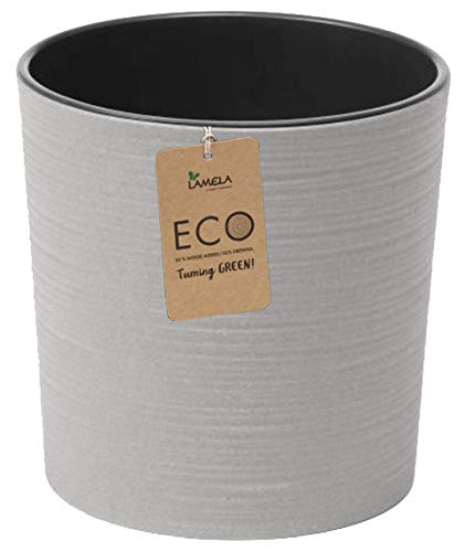 Muddy Hands Eco Friendly Chisel Plant Pot Indoor Home Outdoor Garden Square Flower Planter - Made from Recycled Plastic & Wood (Small Round, Grey) — image 1