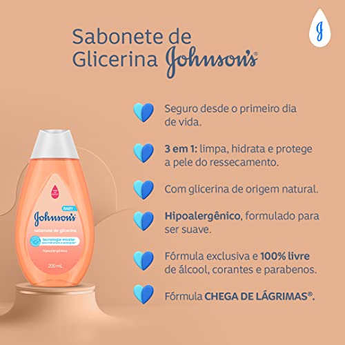 Johnson's Baby Sabonete Líquido Glicerina Da Cabeça Aos Pés, 200ml