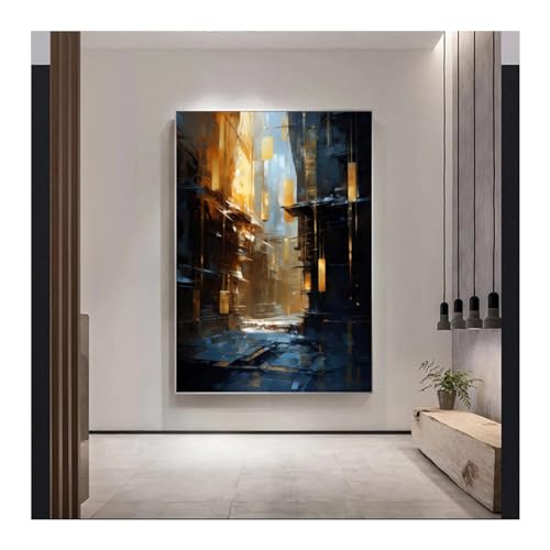 Sublimez un mur blanc vide avec l'affiche JGGXHM bleu or style industriel 55x75cm