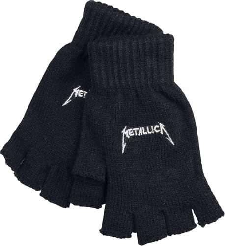 Metallica Gloves Classic Spiked Band Logo Official Fingerless Black One Size
