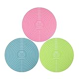 FOMIYES Set di 3 Tappetini Antiscivolo in Silicone per Pasticceria, Colori Vari (Blu, Rosa, Verde), Utilizzabili come Spianatoia per Impastare e Tavolo Rotondo per Decorare Torte