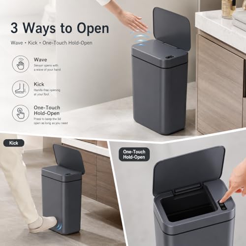 MEGAWISE15L Smart Garbage Can with Lid | Single-Battery Version | US Standard Plug Trash can| Fits Any Kitchen, Bathroom, Office or Home, Dark Gray by MEGAWISE - Used condition - Image 3