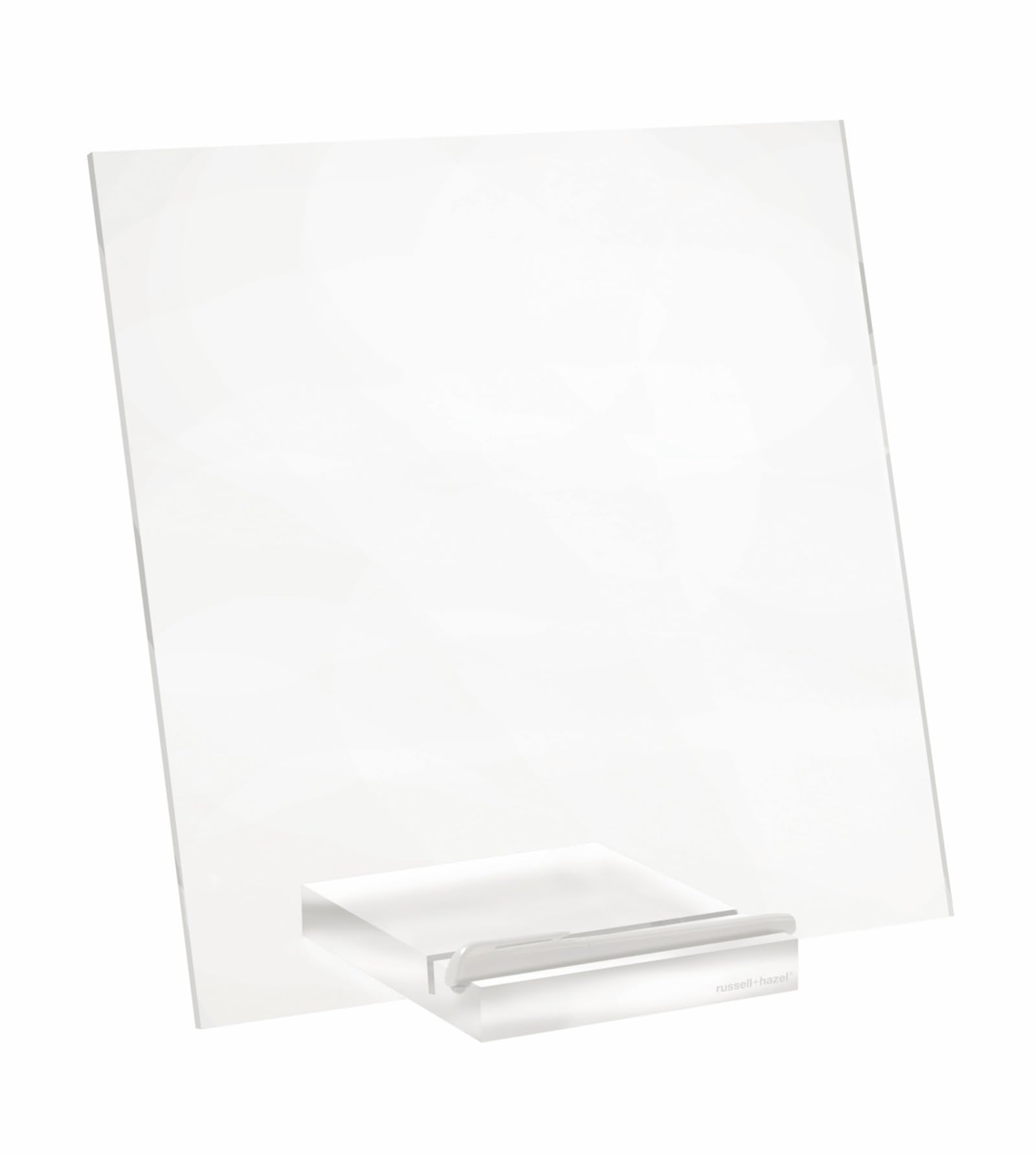 russell+hazel Acrylic Dry Erase Board and Marker, Memo Tablet for Desktop with Stand, Clear Acrylic, 12” x 6” x 11.5” (31384)