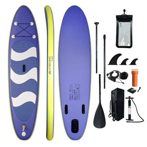 Mobiclinic&reg;, Tabla de Paddle Surf, Hinchable, Incluye Bomba, Mochila, Remo Ajustable, Funda para m&oacute;vil, Kit reparaci&oacute;n, 315x78x15 cm, Plegable, Ni&ntilde;os, Adultos y Mascotas, hasta 150kg (Azul y Verde)
