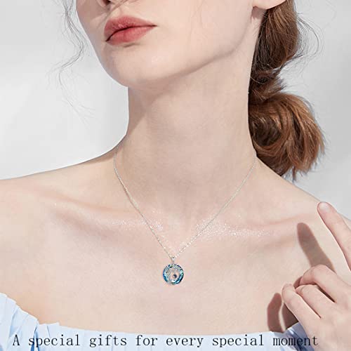 Toupop Gifts For Women Personalized Gifts Custom Color Photo Necklace Sterling Silver Tree Of Life Pendant Necklace Picture Jewelry Gifts For Women Girls Friend Birthday #TOP5