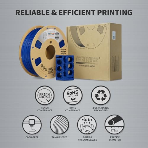 Image of OVERTURE Super PLA+ Filament 1.75mm, Toughness Enhanced PLA Plus, Professional Toughness 3D Printer Filament 1kg (2.2lbs), High Precision + /- 0.02mm (Dark Blue)