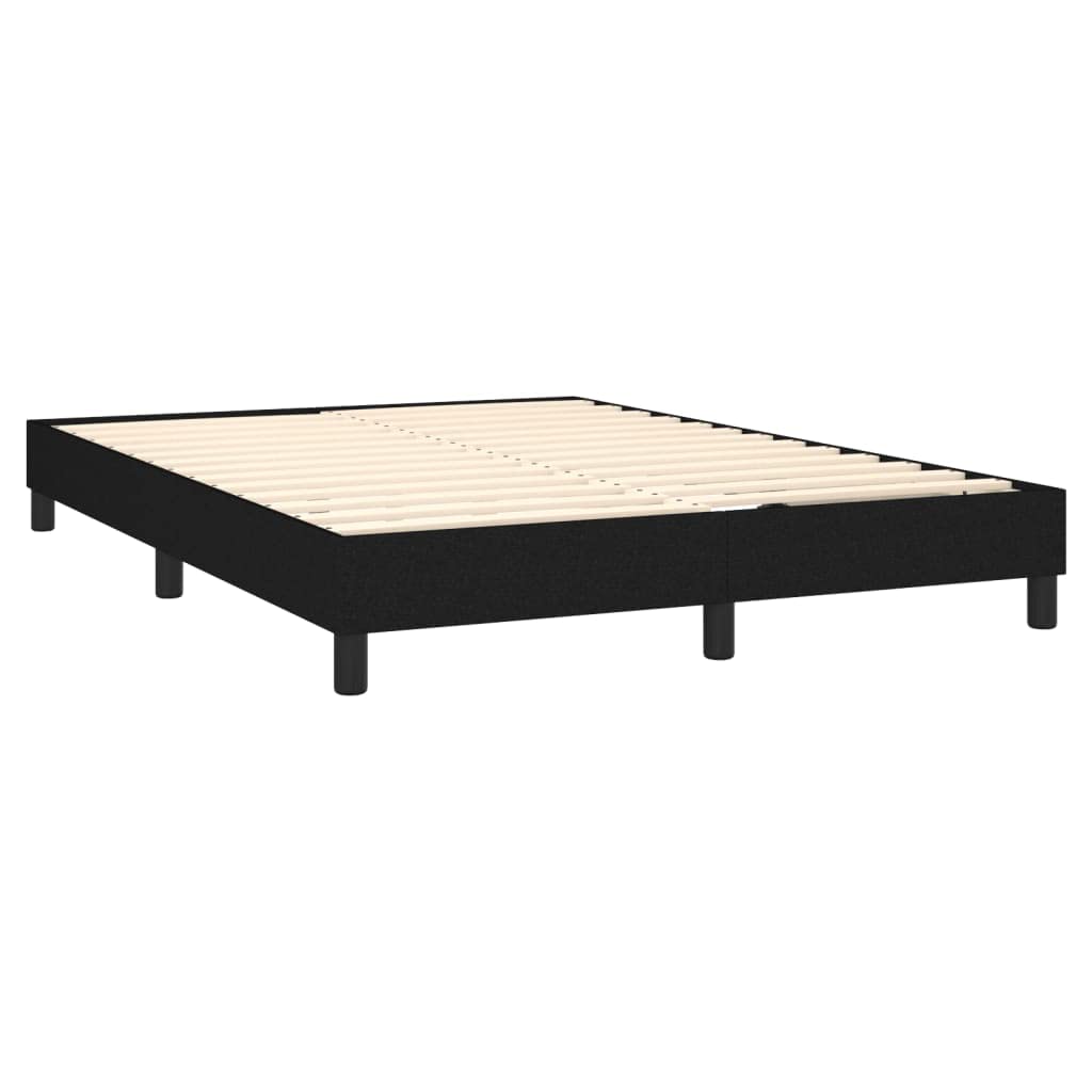 Black BoxSpring Bed with Mattress, 140 x 190 cm Queen Size Fabric Upholstered Platform Bed Frame, regulowany Headboard, Pocket Spring Mattress, Medium Firm Support, Durable