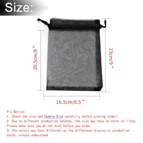 Image of Dealglad 50pcs Drawstring Organza Jewelry Candy Pouch Christmas Wedding Party Favor Gift Bags (7x9 inch, Black)