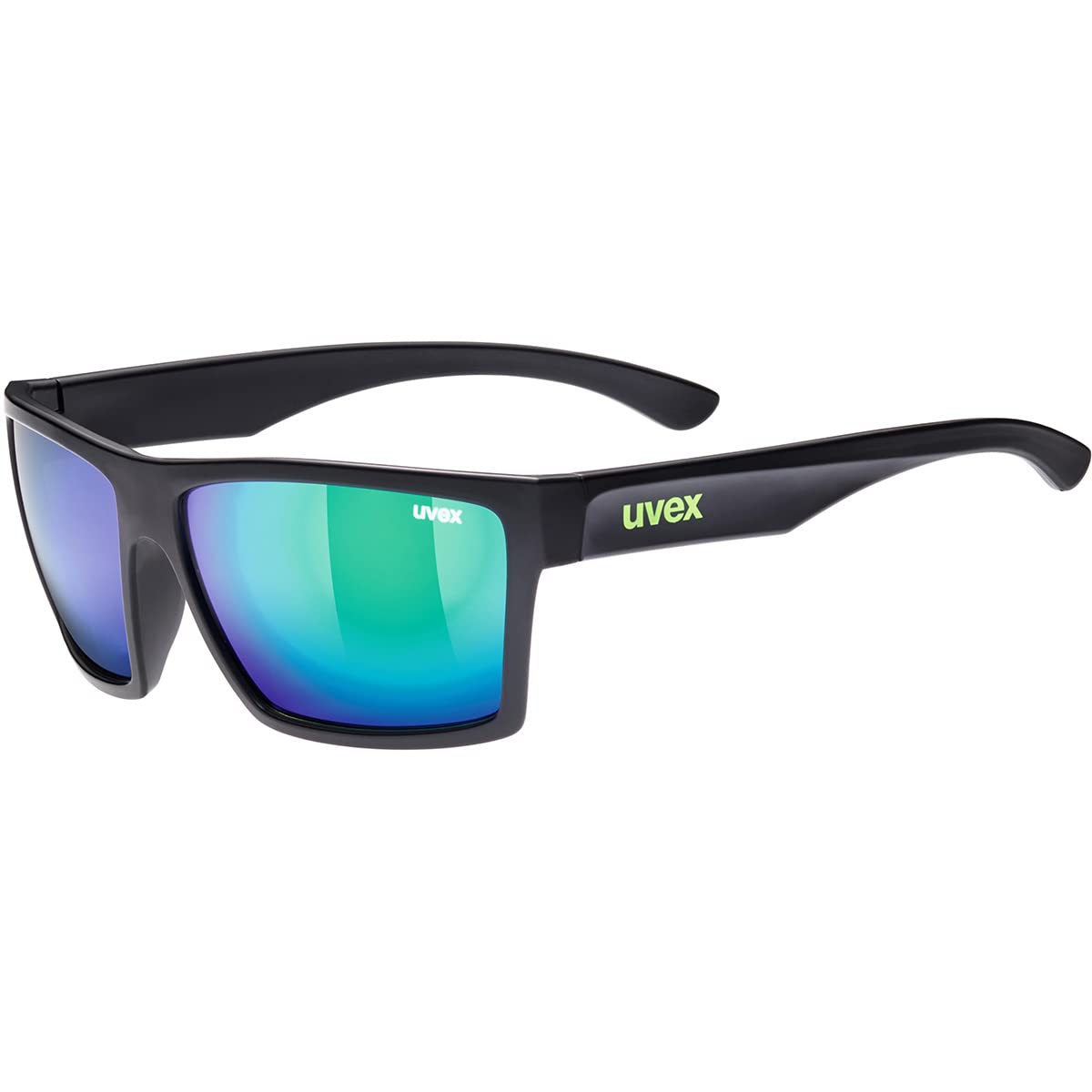 Uvex LGL 29 - Sunglasses for Men and Women - Mirrored Lenses - Filter Category 3 - Black Matt/Green - One Size