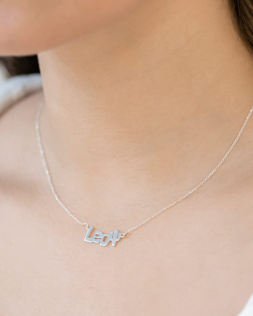 Colgante Personalizado con Nombre - Plata de Ley 925/1000 para Mujer – Collar Artesanal con Cadena Ajustable - Hecho en España (Modelo Cactus, Plata de Ley)
