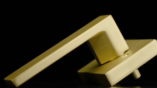 EHOEWARE 10 Pack Gold Entry Door Levers With Keys Exterior Door Handles In Satin Brass Finish