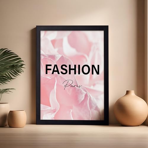 Image of Poster Master Fashion Poster - Paris Print - Pink Art - Trendy Art - Modern Art - Gift for Women & Fashionista - Luxury Haute Couture Decor for Living Room or Girl's Room, 16x20 Black Framed