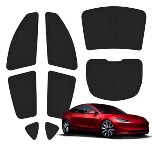 8-Piece Tesbeauty Camping Privacy Curtain Especially Designed for Tesla Model 3, Upgraded 5-Layer Camping Shades, Windshield Cover, Sunshades, Camping Screens UV Blocker Foldable 100% Fit