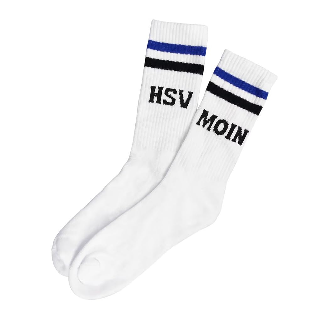 HSV Hamburger SV Sports Socks Stockings Set of 2 ** Moin **, White, 39-42, 6-8