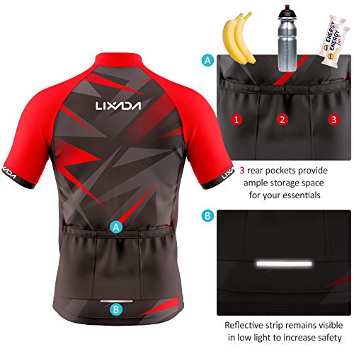 Lixada Men Cycling Jersey Breathable Short Sleeve Bike Shirt and Padded Shorts MTB Bicycle Clothing Suit - Image 4