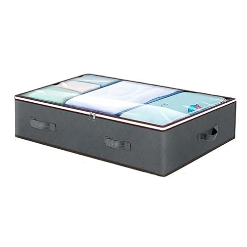 1 Pack Under Bed Storage, 90L Under Bed Storage Containers, Closet Organizers and Storage Bins, Foldable Underbed Storage Bags for Blankets, Towels, Comforter, Sweaters, Pillows-Grey
