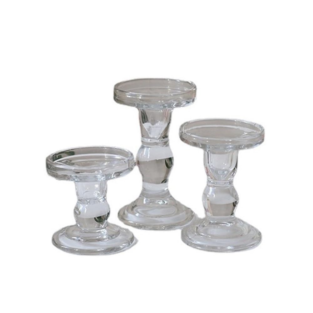 Candle Holder Set of 3 Elegant Glass Crystal Candle Holder for Wedding Dinner Aroma Candle