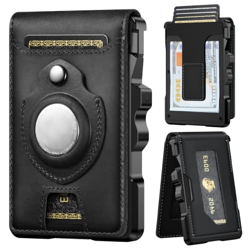Image of furid Genuine Leather Wallet for Airtag: RFID Wallets with Airtag Holder