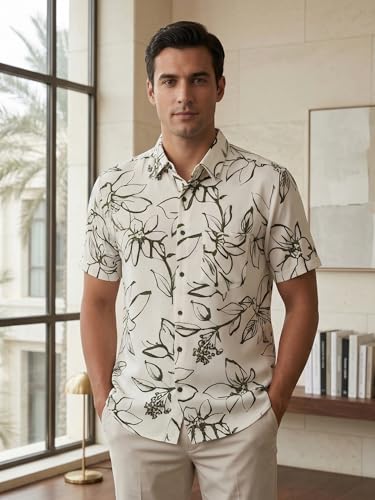 Image of Yash Gallery Men's Cotton Warli Print Shirt Collar Regular Shirt