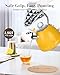 Harriet Tea Kettle Stovetop, 2.5 QT Whistling Stainless Steel Teapot, 3-Layer Base, Unique Ergonomic Handle, Includes Pot Holder & Mat, Electric/Induction/Gas Stovetops Applicable, Yellow