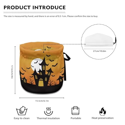 Image of Halloween Bats Moon Dust Cover with Drawstring, Dustproof Teapot Cozy Breakfast Warmer Tea Kettle Quilt for Home Kitchen Table, Red Christmas Decor