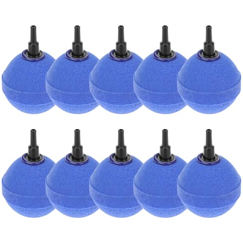 QWORK 10 Pack 50mm Round Air Stones for Ponds & Aquariums - Compatible with Standard 4/6mm Air Lines