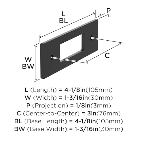 Image of Amerock Medora 3 inch Matte Black Backplate | Decorative zinc cabinet hardware backplate designed to complement knobs and pulls while protecting cabinet surfaces