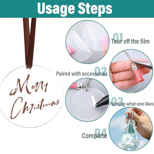 SIRLOMU 20 Stück Clear Acrylic Discs mit Loch für Fotorahmen, Dekorativer Anhänger, Gemälden, DIY-Handwerk (Rund 5cm, 2mm Dicke)