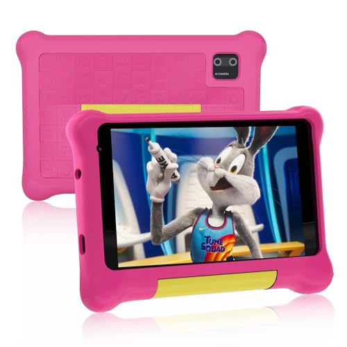 Ainmel Kids Tablet 7 inch, Android 13 Tablet for Kids, 5GB RAM+32GB ROM 128GB Expand, Parental Control, Kids Software Pre-Installed, Dual Camera, Android Learning Tablet with Proof Case(Pink)