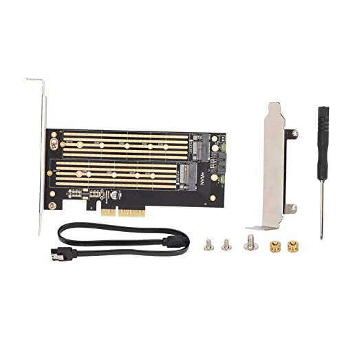 Tarjeta adaptadora PCIE SSD M2 dual Tarjeta de expansión de lector de disco duro NVMe SATA de alta velocidad para accesorios de computadora Pro Air y PC de escritorio con