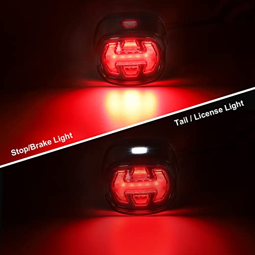 Partsam Motorcycle Tail Light Led Rear Taillight Assembly Dot Approved 19 Leds Stop Brake Driving Light With License Light Compatible With Dyna Road King Electra Glide Street Bob Touring Smok Lens #TOP2