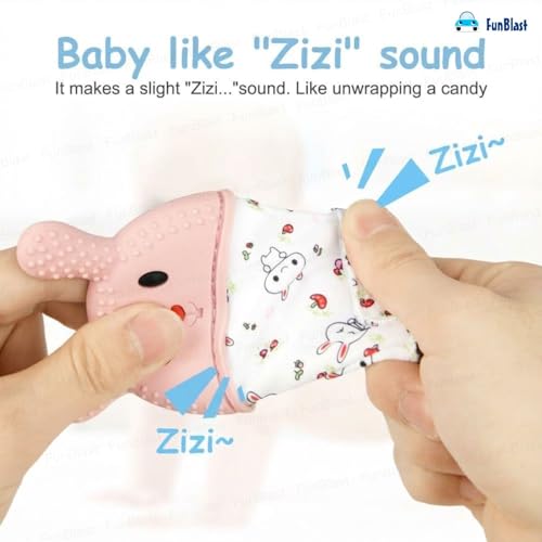 Image of FunBlast Baby Teething Mitten - Soft Silicone Teether Glove for Infants, BPA-Free, Safe & Comfortable Teething Toy for 3+ Months Babies, Toddlers, Infants (LightPink)