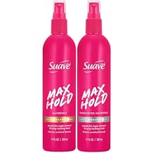 Suave Hairspray Max Hold Variety 2-Pack, Unscented & Scented Formulas Non-Aerosol Hairspray, 11 Oz Ea