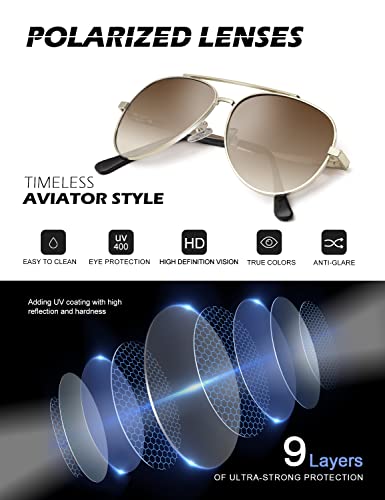 Polarized Aviator Sunglasses for Men and Women, Classic Pilot Sun Glasses with Premium Metal Frame and UV Protection - Image 4