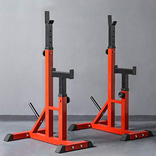 MINIKID Adjustable Dumbbell Racks, Home G-ym Multifunction Squat Rack Stands Weight Lifting Bench Press Barbell Rack Pull Up Bar Stands for Indoor Fitness Lifting Frame【US Fast Shipment】 (Red)