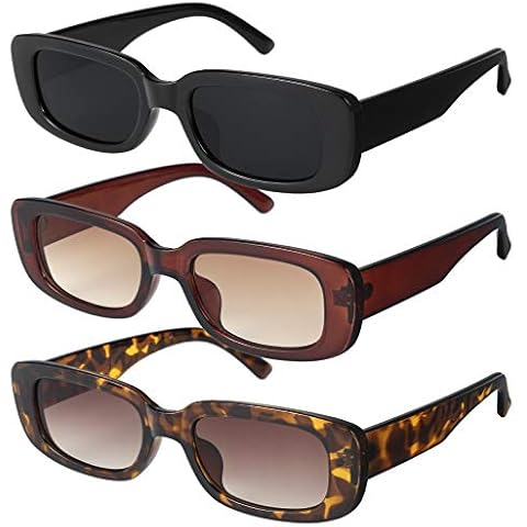 Gaosaili Pack of 3 Vintage Rectangular Sunglasses for Men and Women, Rectangular Retro Glasses with UV Protection Sunglasses (Three Styles) Cover