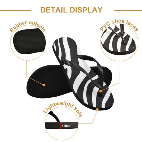 Black White Zebra Print Men's & Women's Classical Beach Rubber Sandal Flip Flop Comfortable Slipper 214A44762