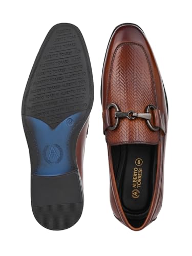 Image of ALBERTO TORRESI Premium Branded Horsebit Formal Leather Loafer with TPR Sole and Heel Support