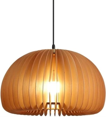Mini Chandelier Retro Creative en Bois Lustre Suspendu Artisanal Cage E27